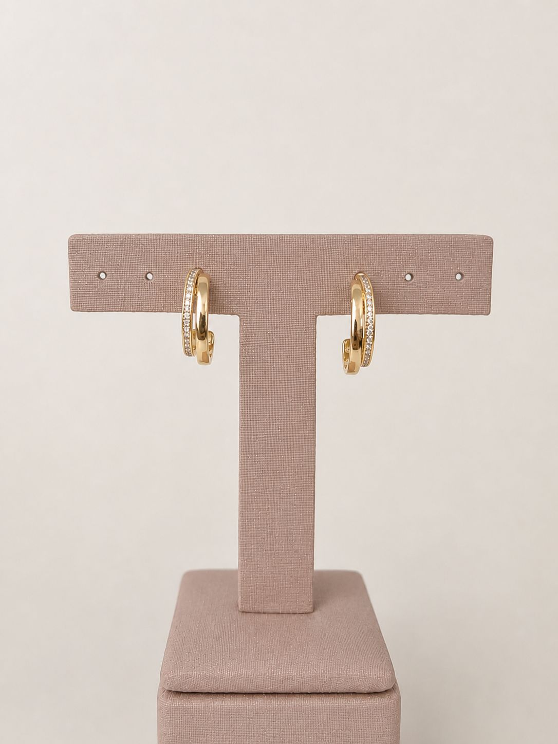 Argolas Duplas Cravejada Eliza - Dourado